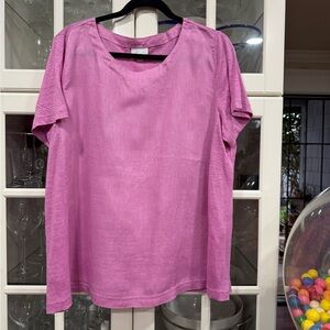 J. Jill Pink Linen Short Sleeve Top